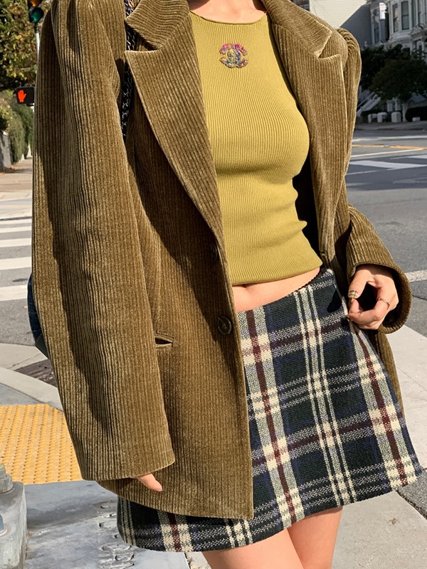 green check skirt