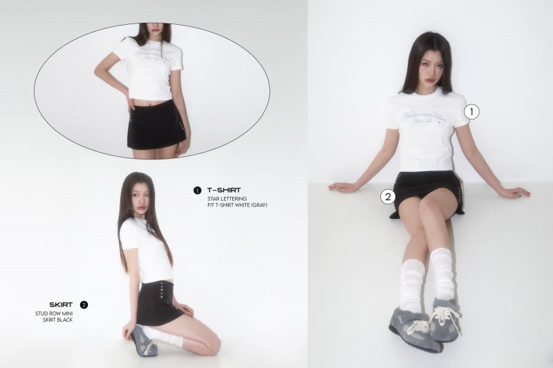 スターレタリングフィットTシャツ ホワイト(グレー)
