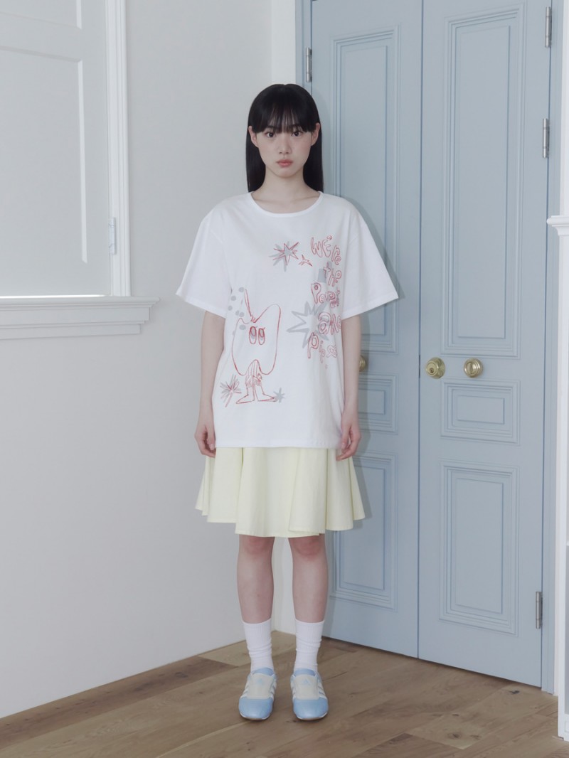 クレヨンフルーツTシャツ（アップルホワイト）