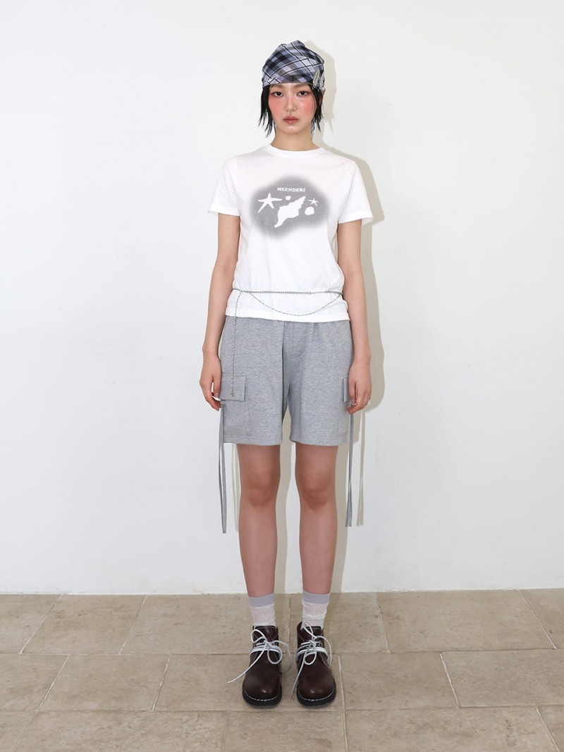 シェリー サマープリント Tシャツ - グレー