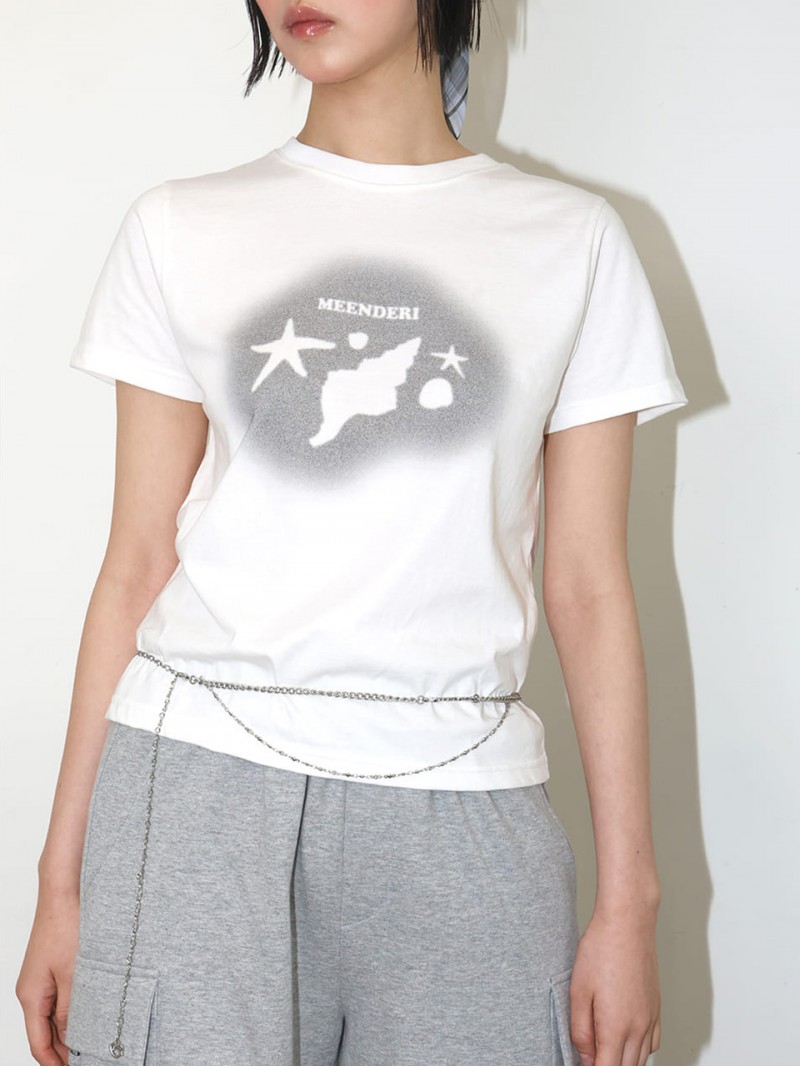 シェリー サマープリント Tシャツ - グレー