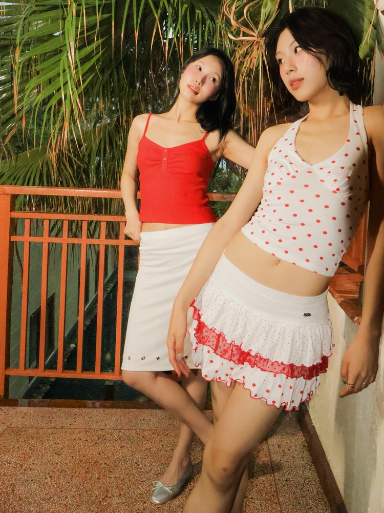DOT HALTER SLEEVELESS (WHITE)