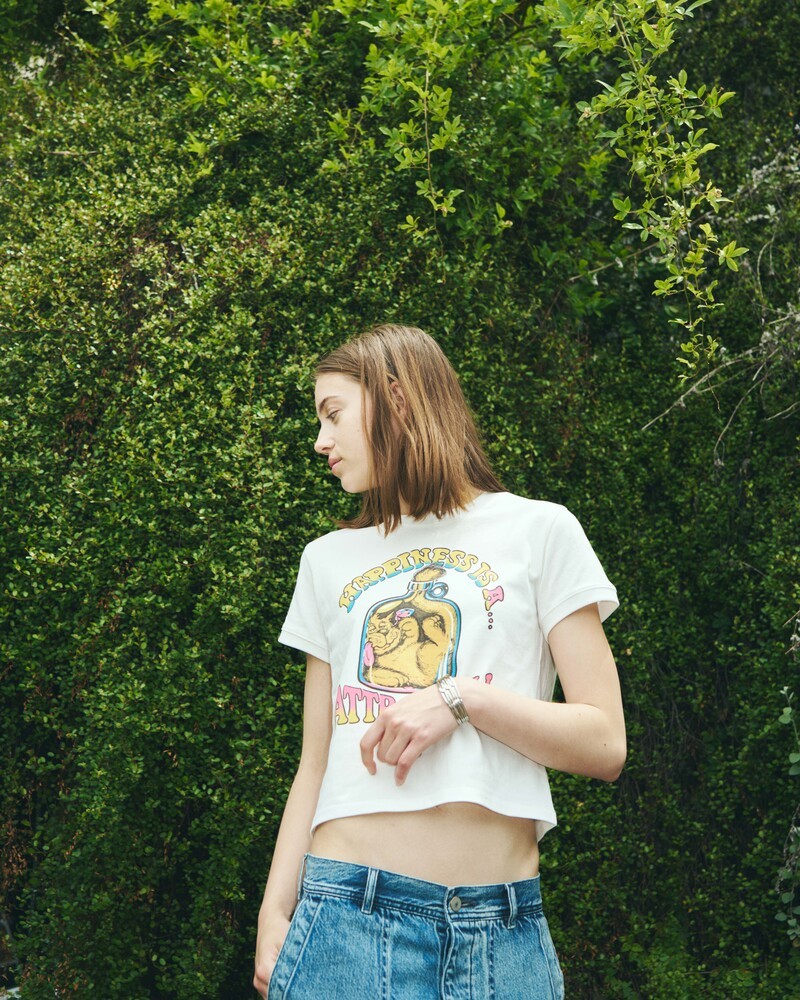 Crop Happy Cats Tee_White