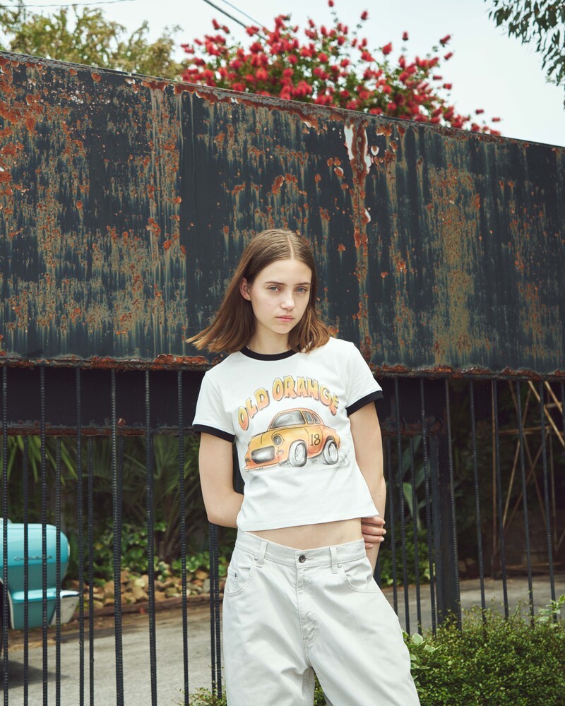 Crop Old Orange Tee_White