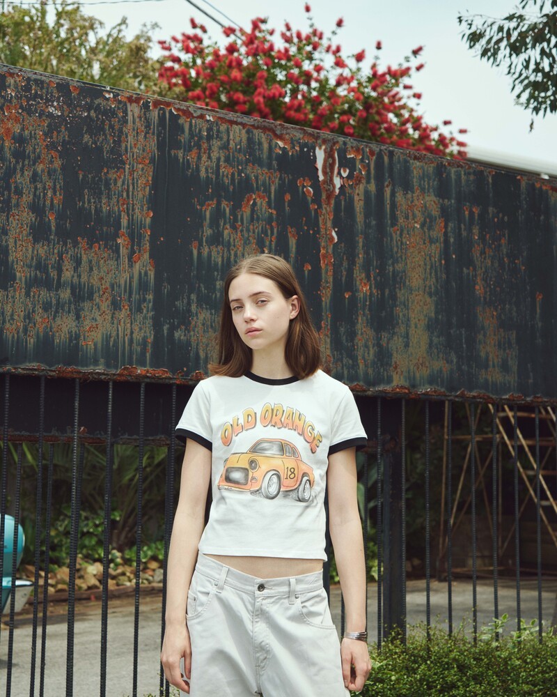 Crop Old Orange Tee_White