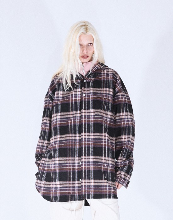 CHECKERED HOODIE SHIRT
