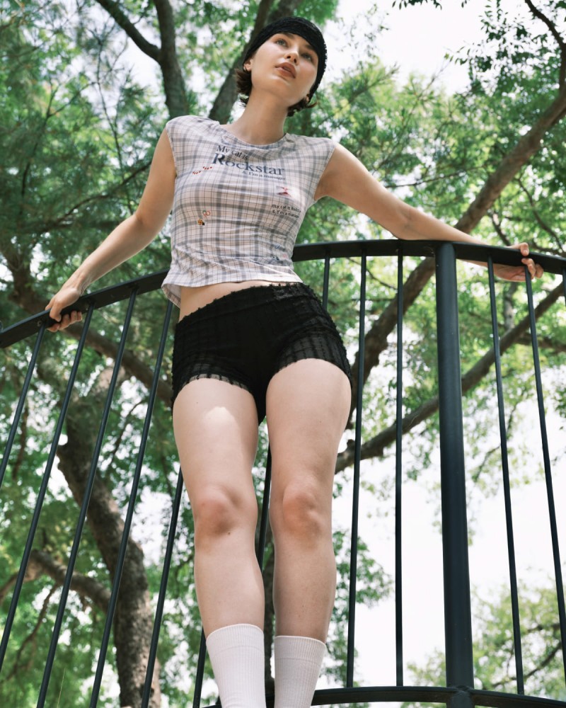 Boat Neck Sleeveless Top (Plaid Check)