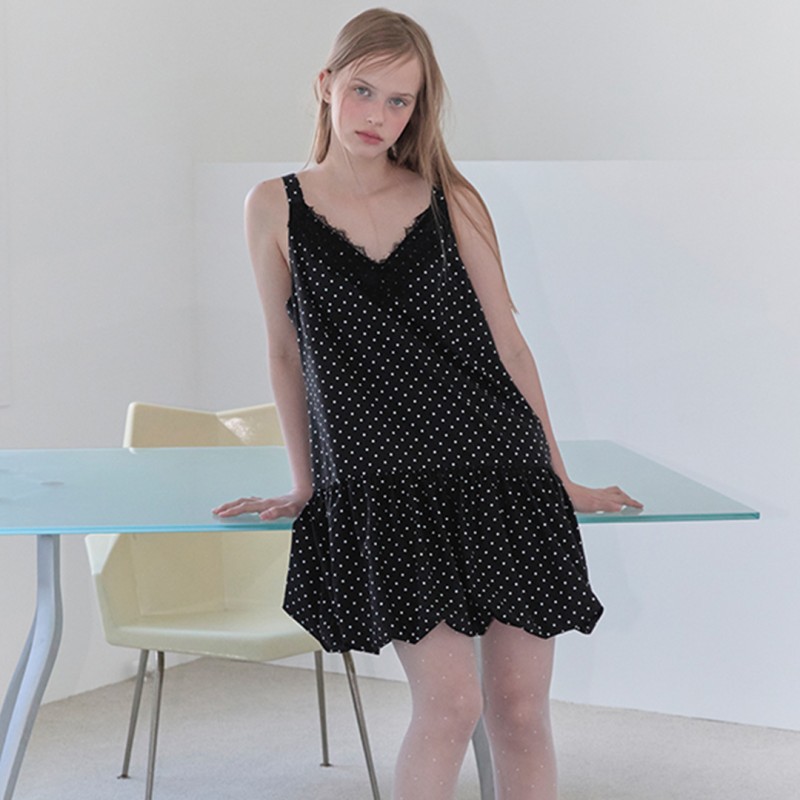 DOT BALLOON ONE PIECE(Black)