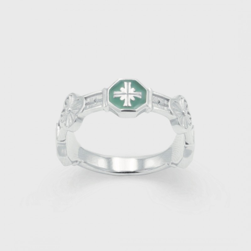 Cross angle flower miss ring_4color