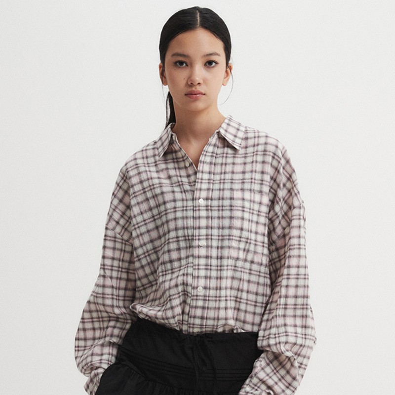 Oversized vintage check shirt Pink