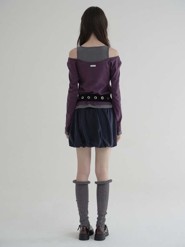 レイヤードカットアウトTシャツ（パープル）