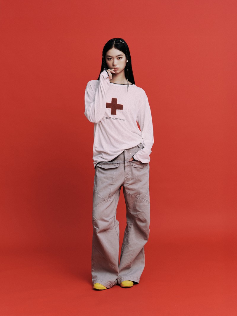 ウォッシングパネルステッチパンツ（グレー）