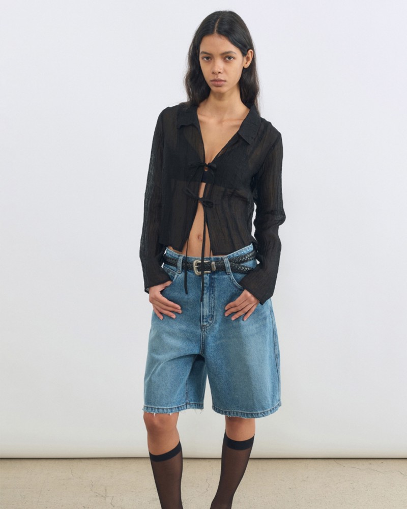 [CALIK] Wide Bermuda Denim BLUE