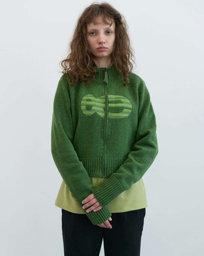 Needle Logo High-neck Zip-up (Green)