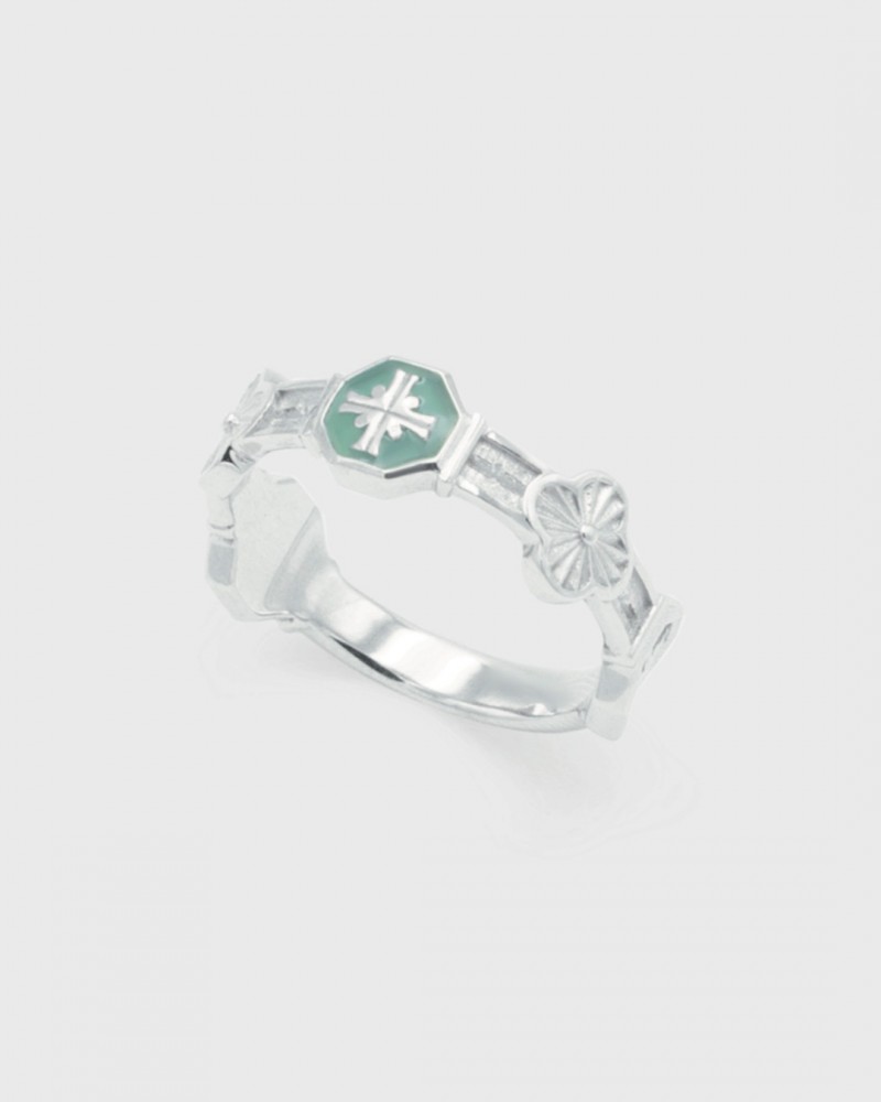 Cross angle flower miss ring_4color