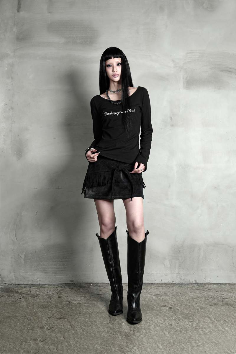 アンジップロゴTシャツ(Cursive ver.) #ブラック | Darling You Are Bad | HANA(ハナ) #4