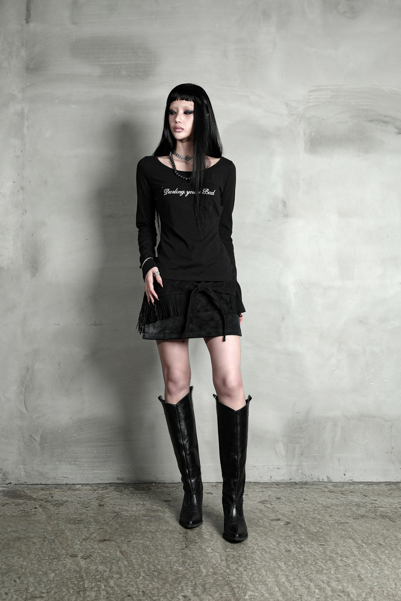 アンジップロゴTシャツ(Cursive ver.) #ブラック | Darling You Are Bad | HANA(ハナ) #5