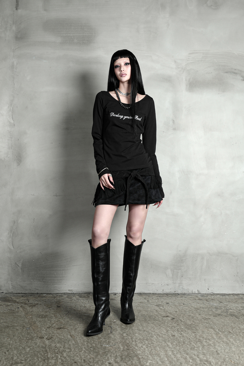 アンジップロゴTシャツ(Cursive ver.) #ブラック | Darling You Are Bad | HANA(ハナ) #6