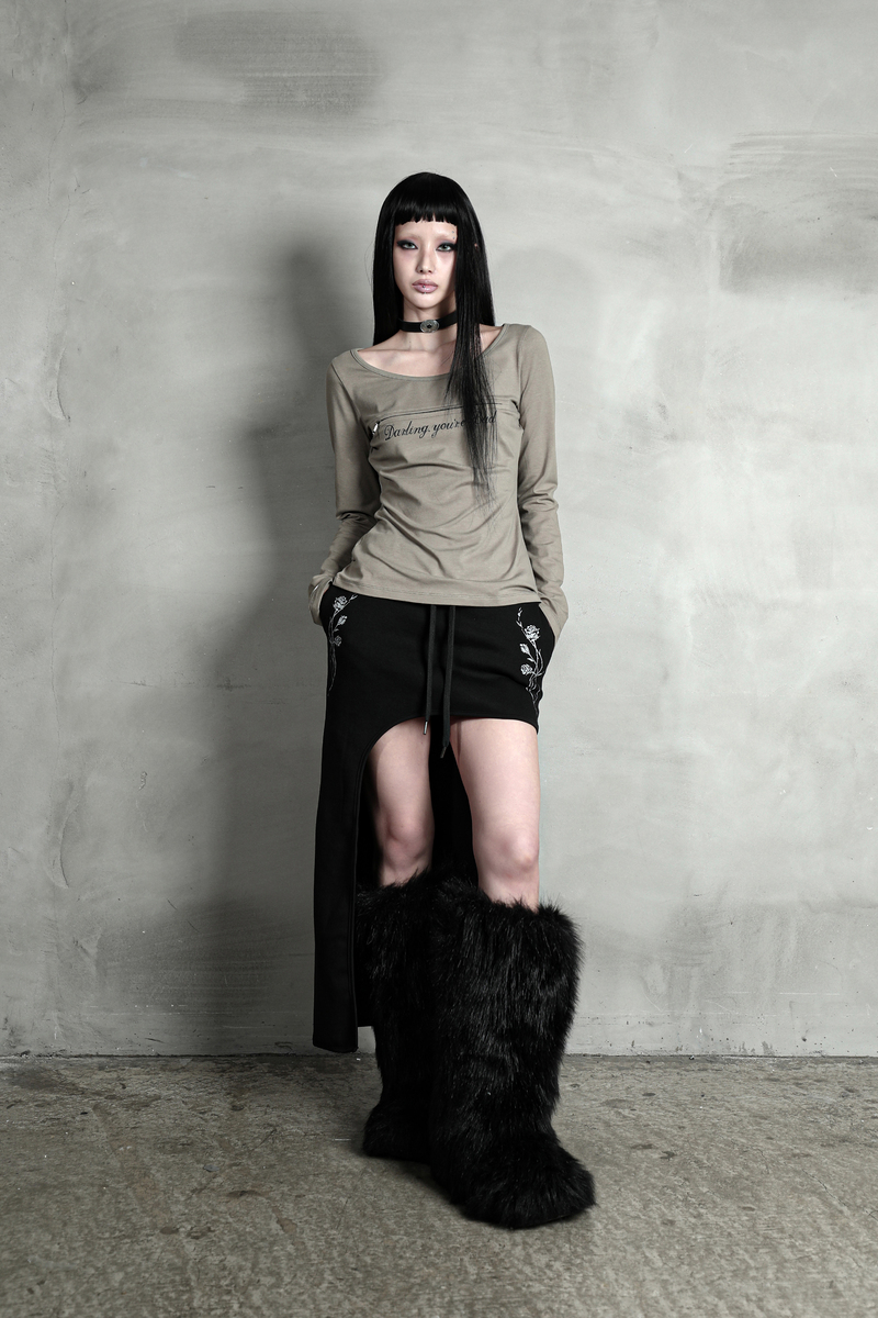 アンジップロゴTシャツ(Cursive ver.) #カーキ | Darling You Are Bad | HANA(ハナ) #7