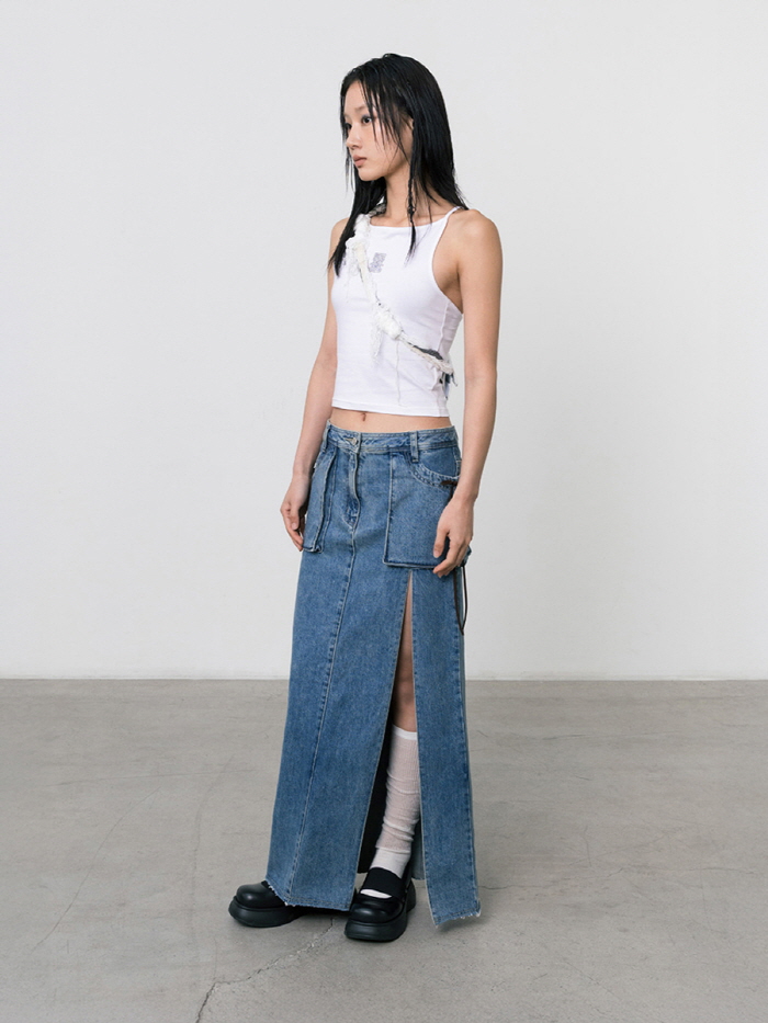 スリットデニムマキシスカート（ブルー） | THREE TO EIGHTY | HANA(ハナ) #8