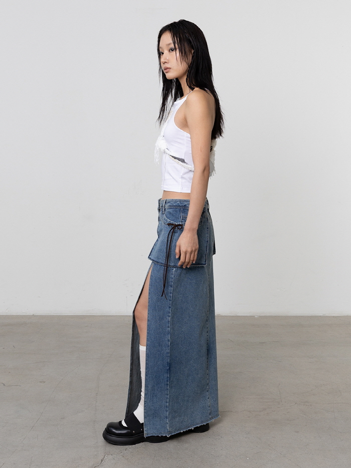 スリットデニムマキシスカート（ブルー） | THREE TO EIGHTY | HANA(ハナ) #11