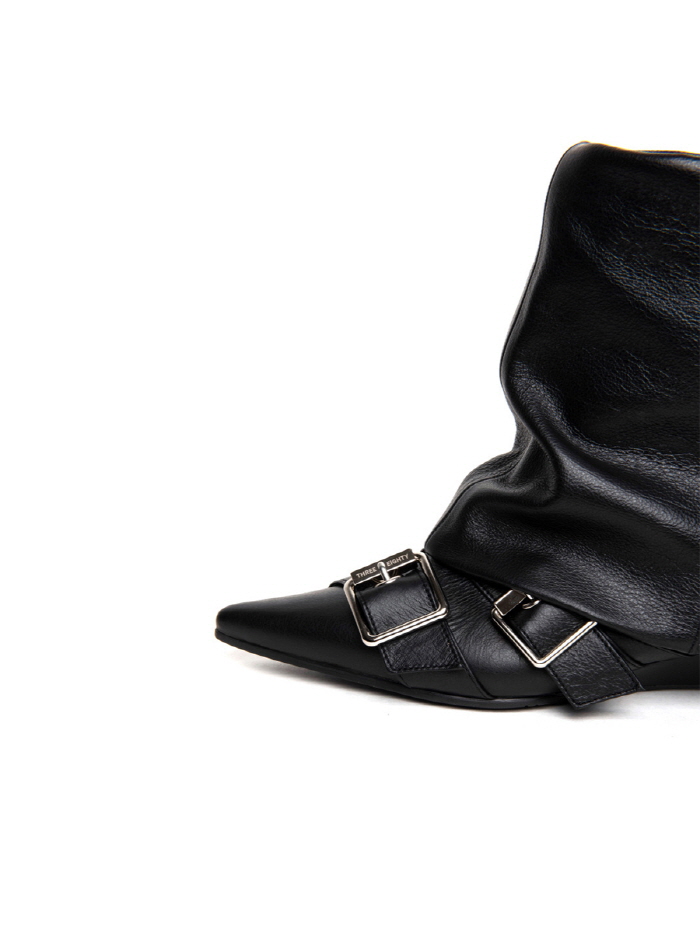 バックルキトゥンヒールブーツ（ブラック） | THREE TO EIGHTY | HANA(ハナ) #9