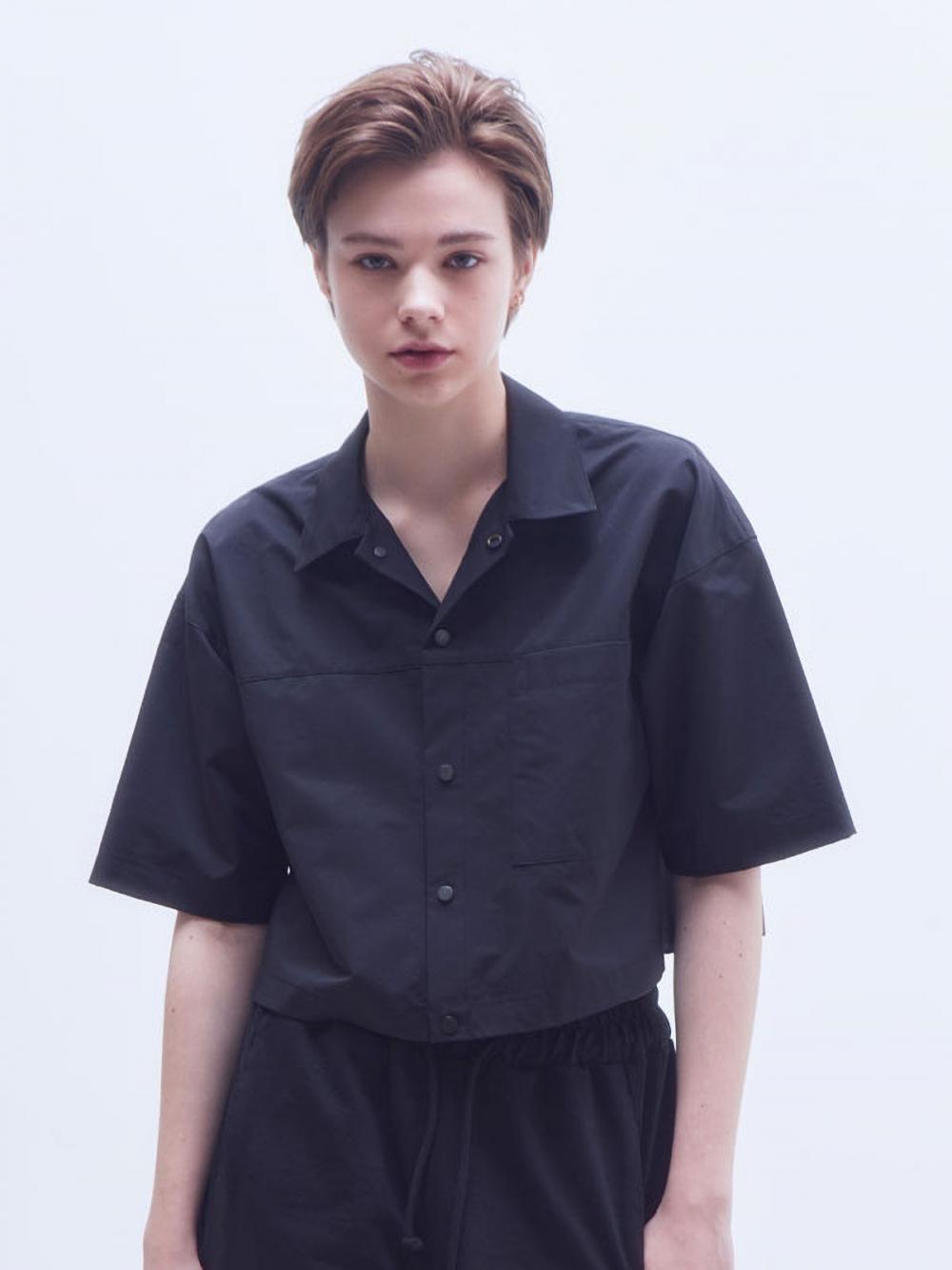 オーバーフィット ショートシャツ ブラック | MOTH | HANA(ハナ) #3