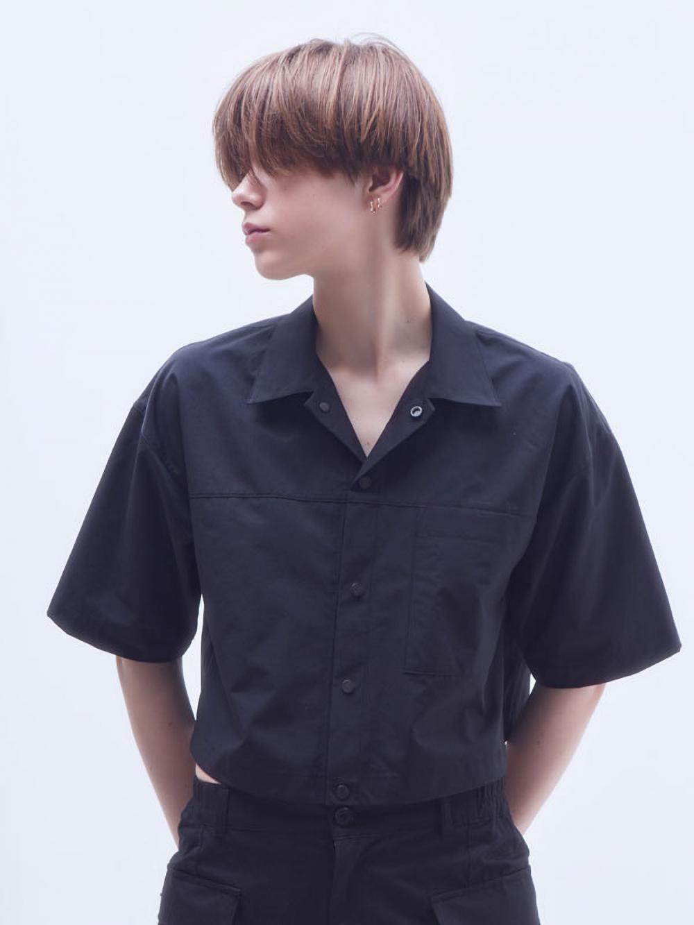 オーバーフィット ショートシャツ ブラック | MOTH | HANA(ハナ) #2