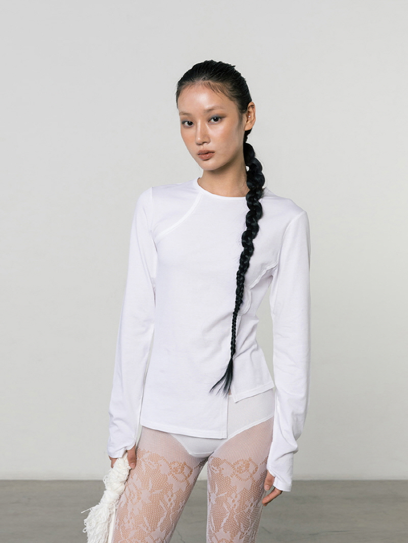 リブパネル クルーネックトップ（ホワイト） | THREE TO EIGHTY | HANA(ハナ) #8