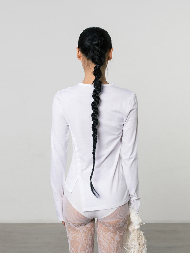 リブパネル クルーネックトップ（ホワイト） | THREE TO EIGHTY | HANA(ハナ) #9