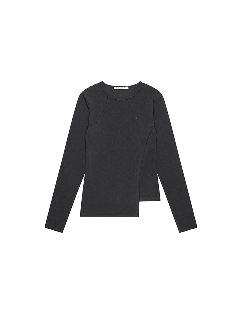 リブパネル クルーネックトップ（チャコール） | THREE TO EIGHTY | HANA(ハナ) #2