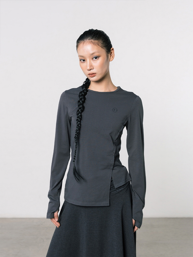 リブパネル クルーネックトップ（チャコール） | THREE TO EIGHTY | HANA(ハナ) #7