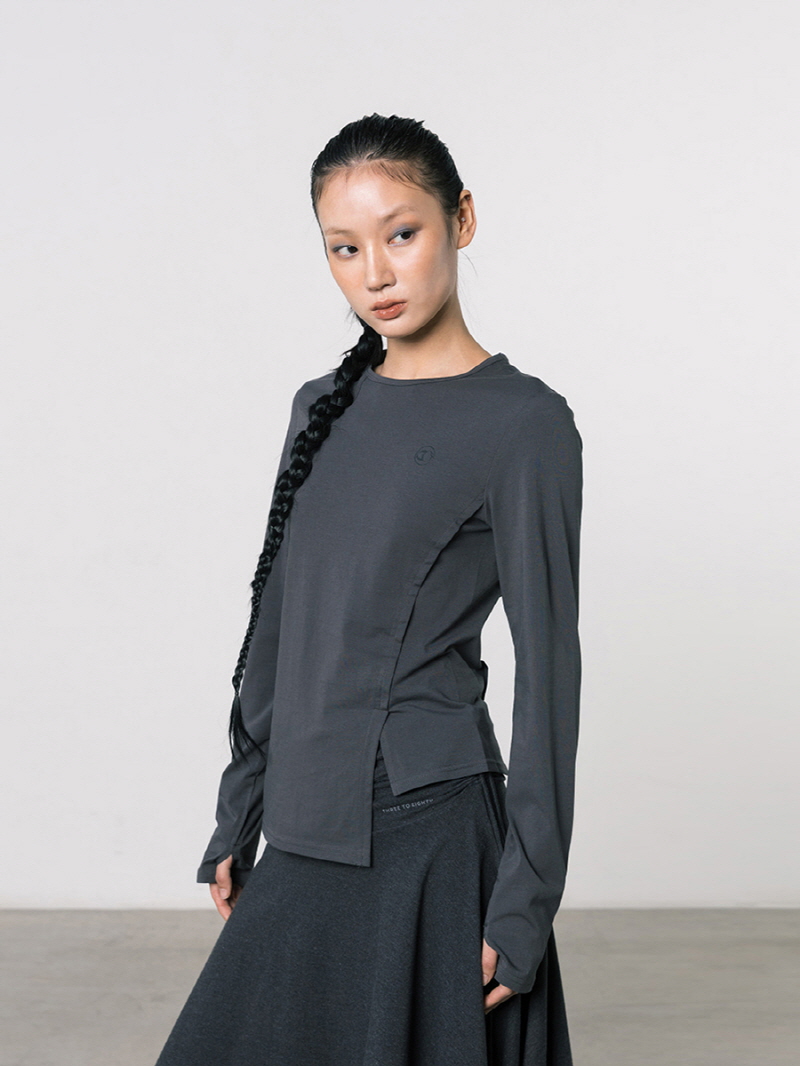 リブパネル クルーネックトップ（チャコール） | THREE TO EIGHTY | HANA(ハナ) #8