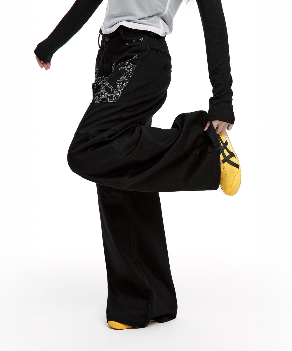 バックフレア カーブドパンツ（ブラック） | ROUGHNECK | HANA(ハナ) #11