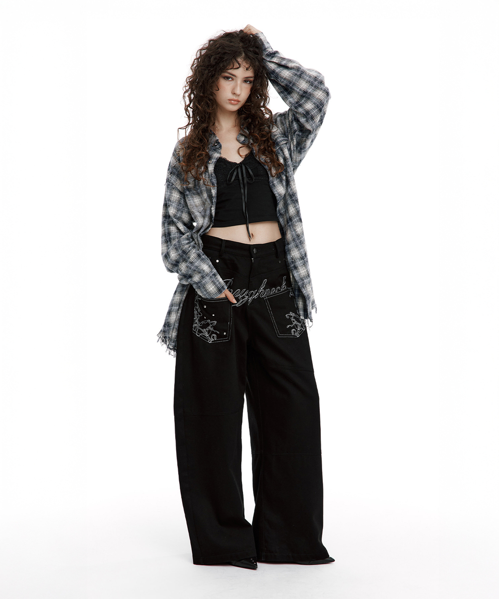 バックフレア カーブドパンツ（ブラック） | ROUGHNECK | HANA(ハナ) #14