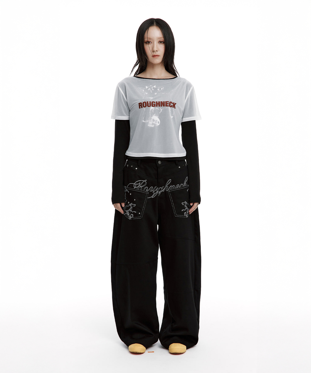 バックフレア カーブドパンツ（ブラック） | ROUGHNECK | HANA(ハナ) #2