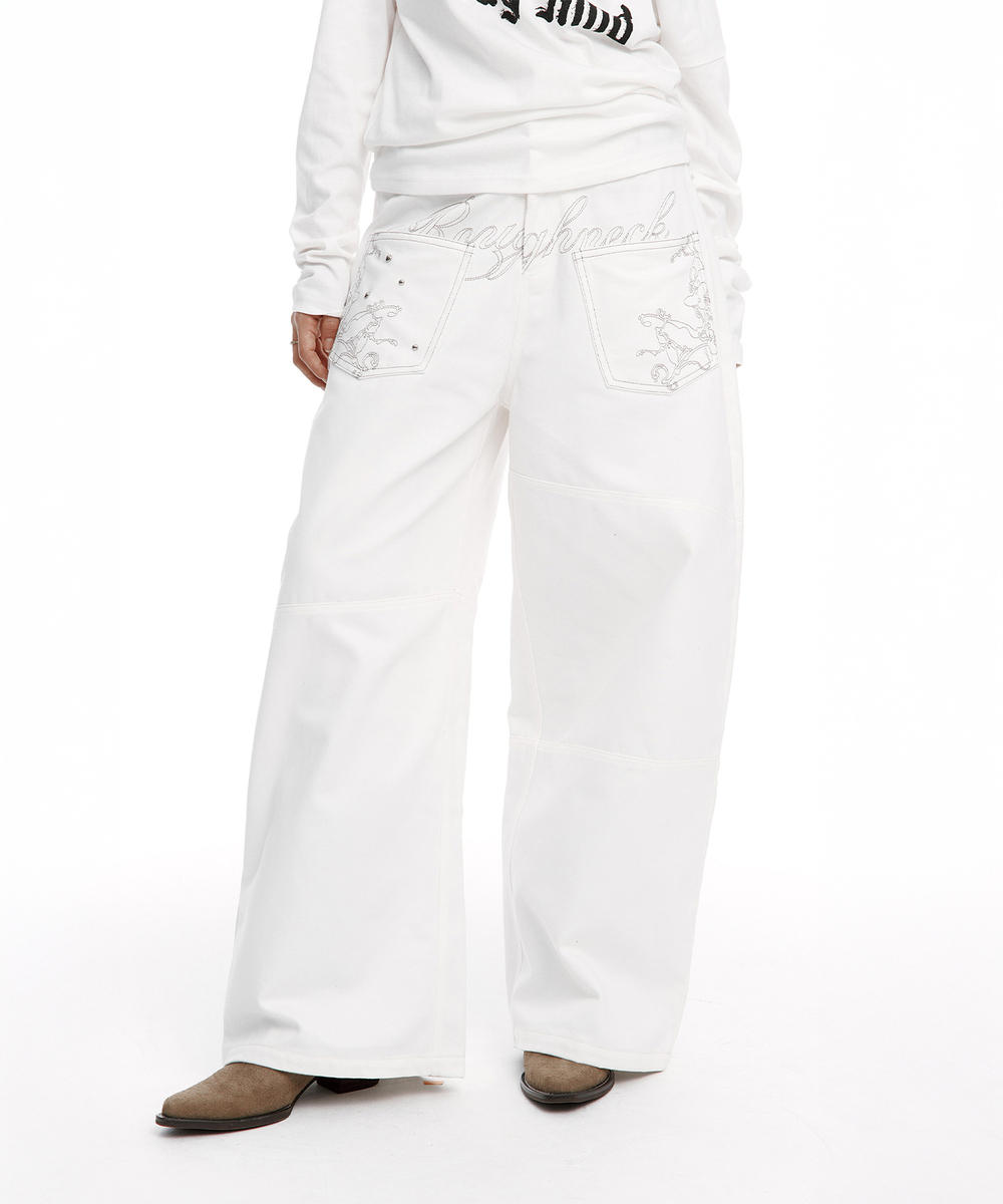 バックフレア カーブドパンツ（ホワイト） | ROUGHNECK | HANA(ハナ) #12