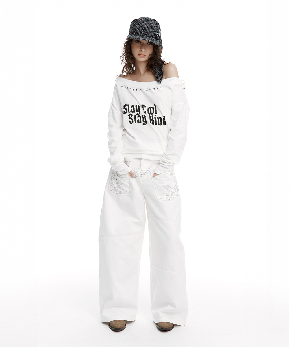 バックフレア カーブドパンツ（ホワイト） | ROUGHNECK | HANA(ハナ) #6