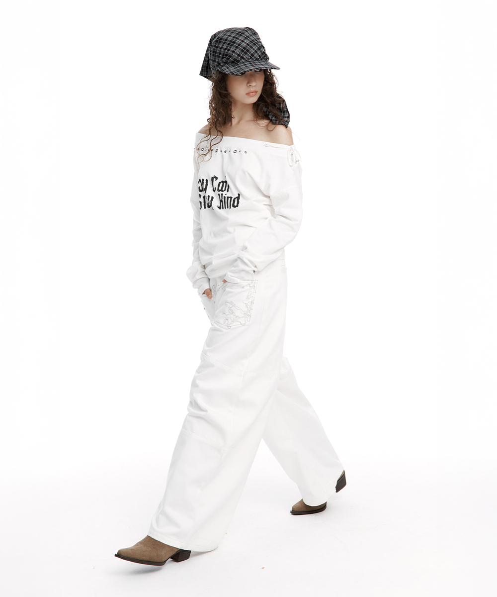 バックフレア カーブドパンツ（ホワイト） | ROUGHNECK | HANA(ハナ) #9