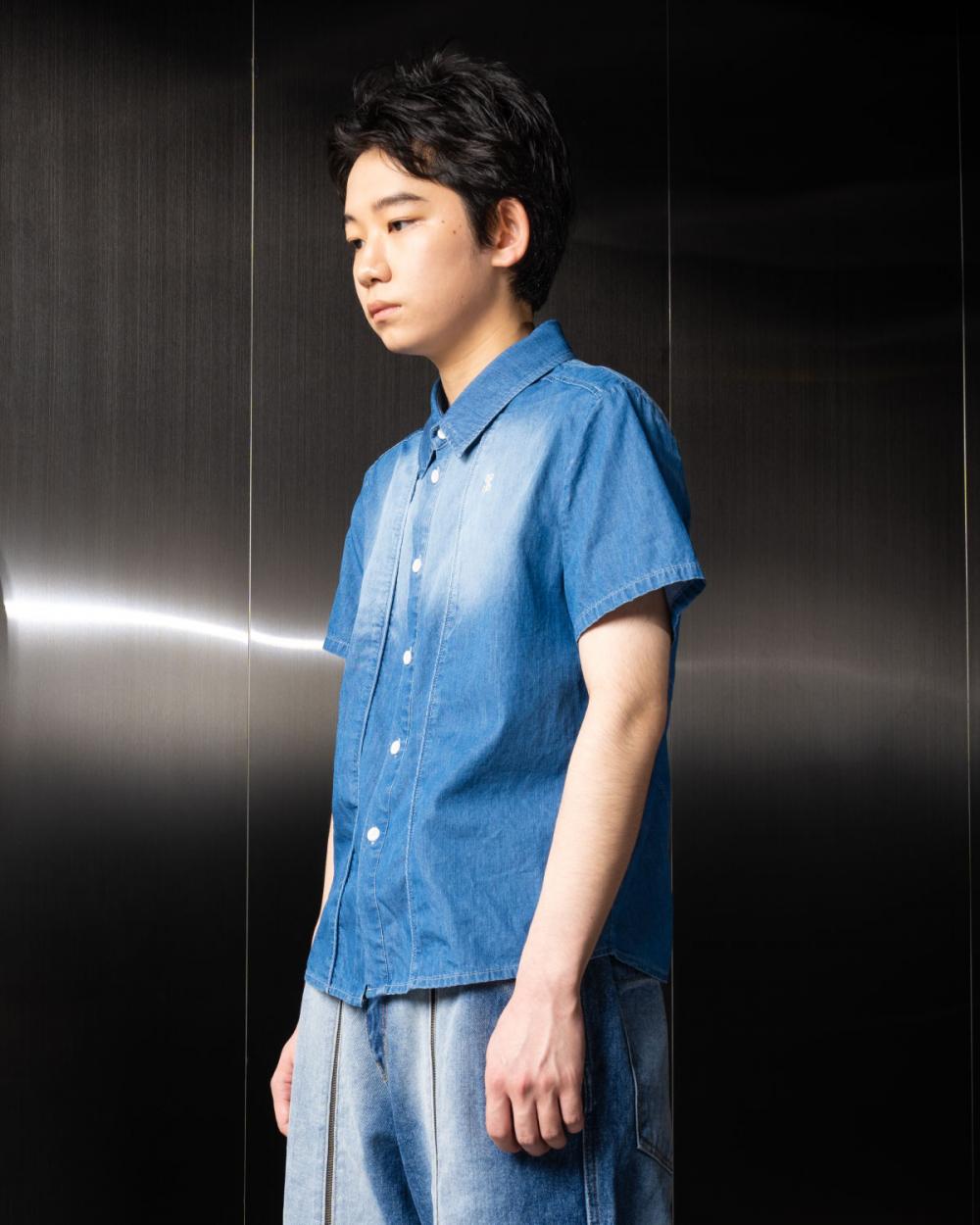 ウォッシュドデニムハーフシャツ（ブルー） | IUGAMAKARAS | HANA(ハナ) #3