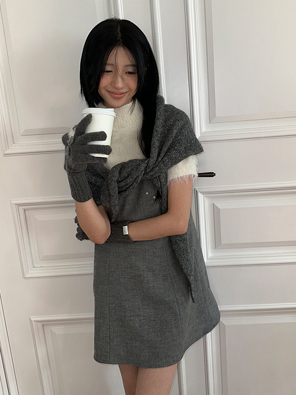 コサージュニットグローブ（チャコール） | Margarin Fingers | HANA(ハナ) #5