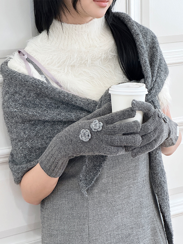 コサージュニットグローブ（チャコール） | Margarin Fingers | HANA(ハナ) #6