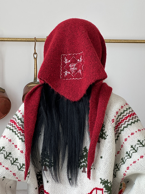 ローズエンブロイダリーマフラー（レッド） | Margarin Fingers | HANA(ハナ) #9