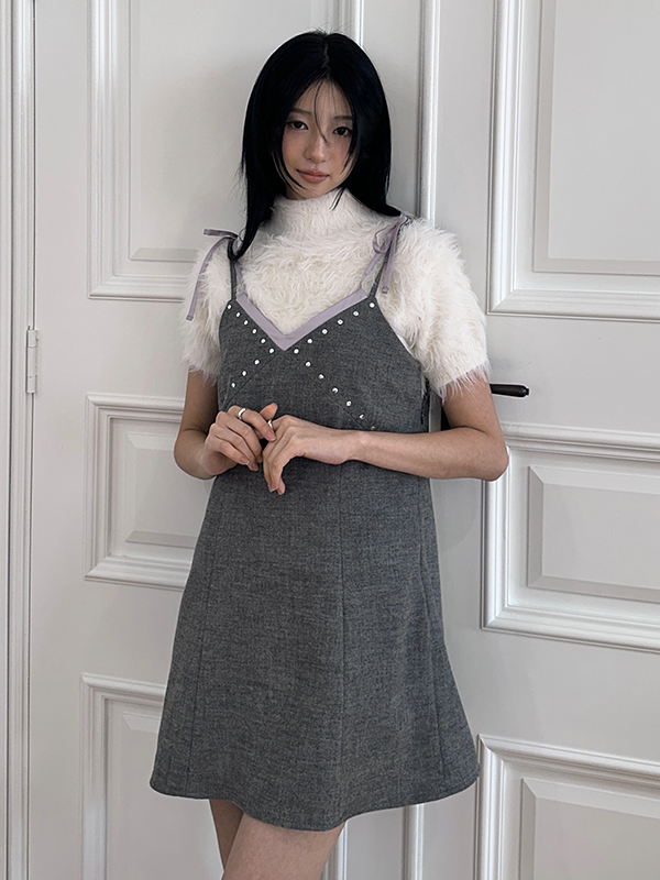 スタッズレイヤードミニドレス（グレー） | Margarin Fingers | HANA(ハナ) #3