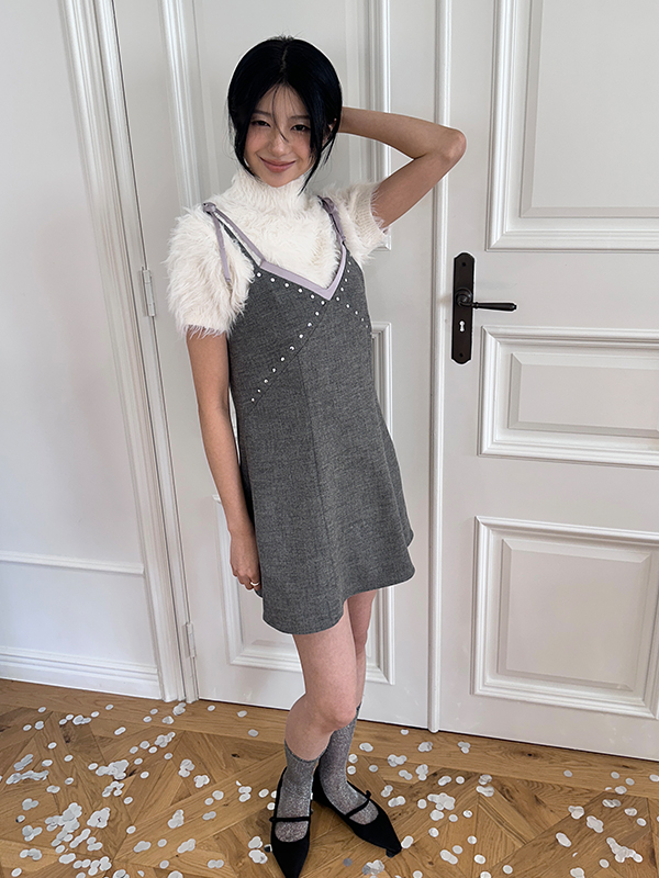 スタッズレイヤードミニドレス（グレー） | Margarin Fingers | HANA(ハナ) #4