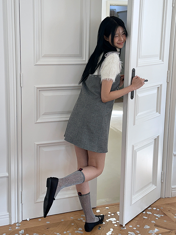 スタッズレイヤードミニドレス（グレー） | Margarin Fingers | HANA(ハナ) #5