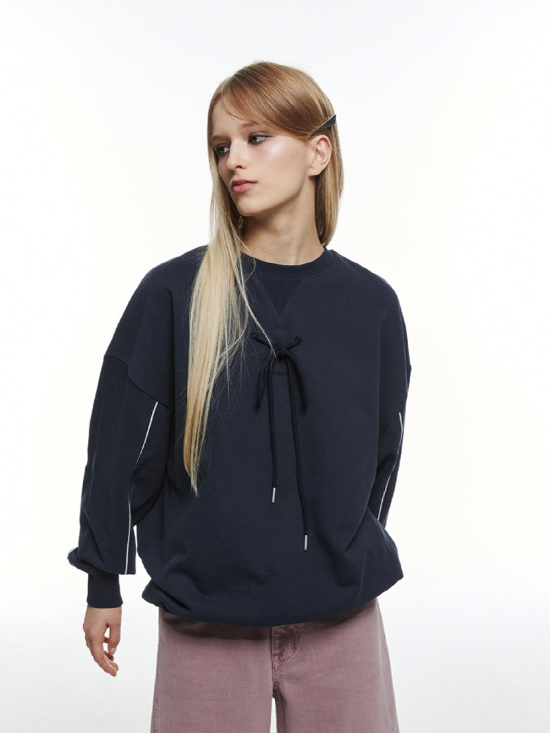 リボンオーバーフィット スウェットシャツ (ネイビー) | THREE TO EIGHTY | HANA(ハナ) #11