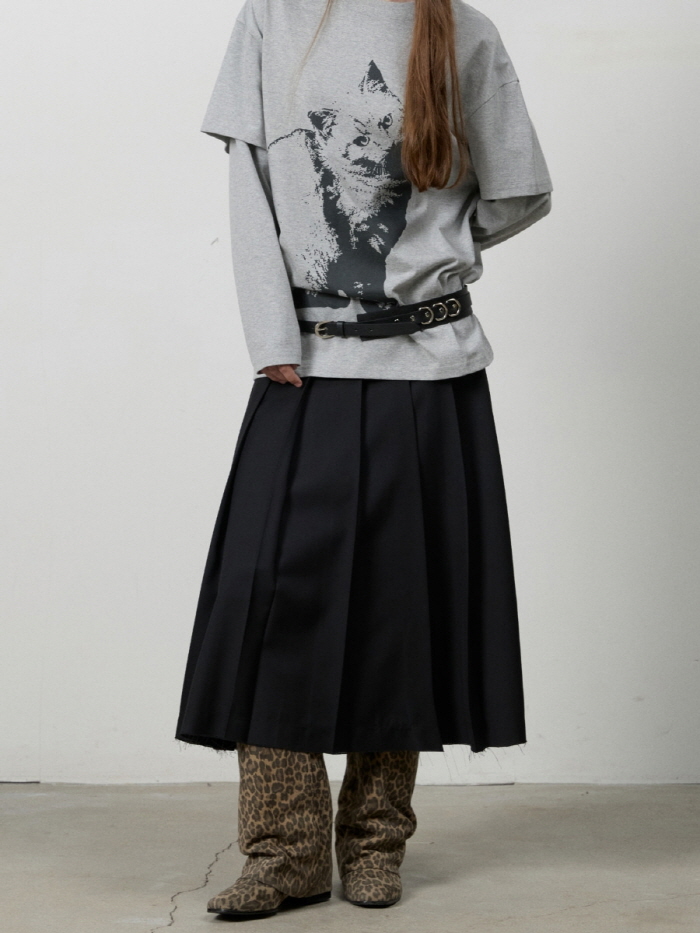 カットヘムベルトプリーツスカート（ブラック） | THREE TO EIGHTY | HANA(ハナ) #11