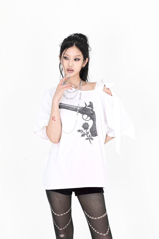 リボンローズピストルTシャツ #ブラック | Darling You Are Bad | HANA(ハナ) #4