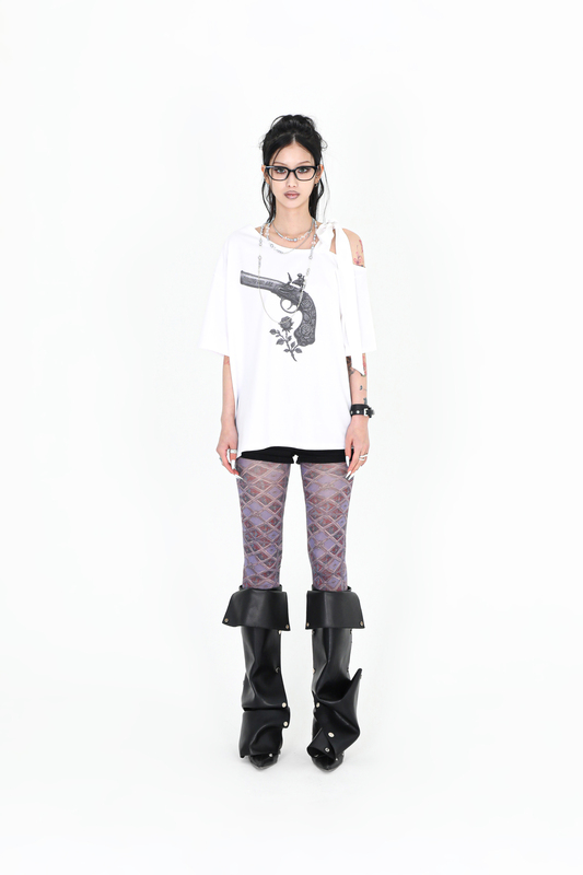 リボンローズピストルTシャツ #ブラック | Darling You Are Bad | HANA(ハナ) #5